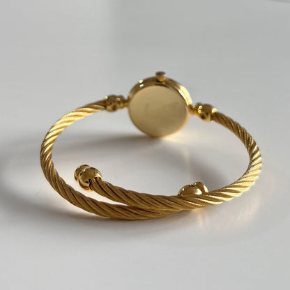 Gucci 1990s Gold Plated Cable Bangle Watch