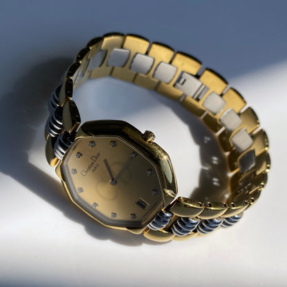 Dior 1990s Octagon Date Two Tone Watch