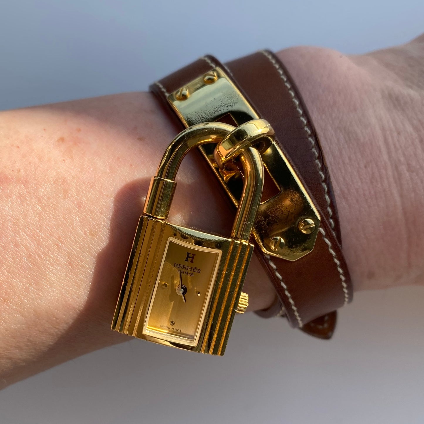 Hermes 1990s Kelly Gold Plated Watch