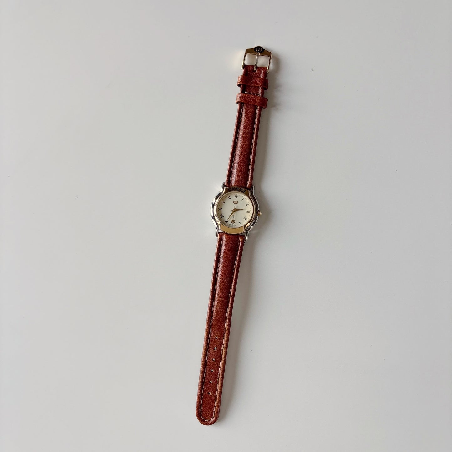 Gucci 1990s Date Round Dial Two Tone Watch