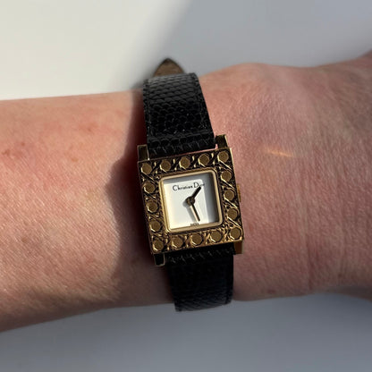 Dior 1990s La Parisienne Interchangeable Strap Gold Plated Watch with 3 straps, case