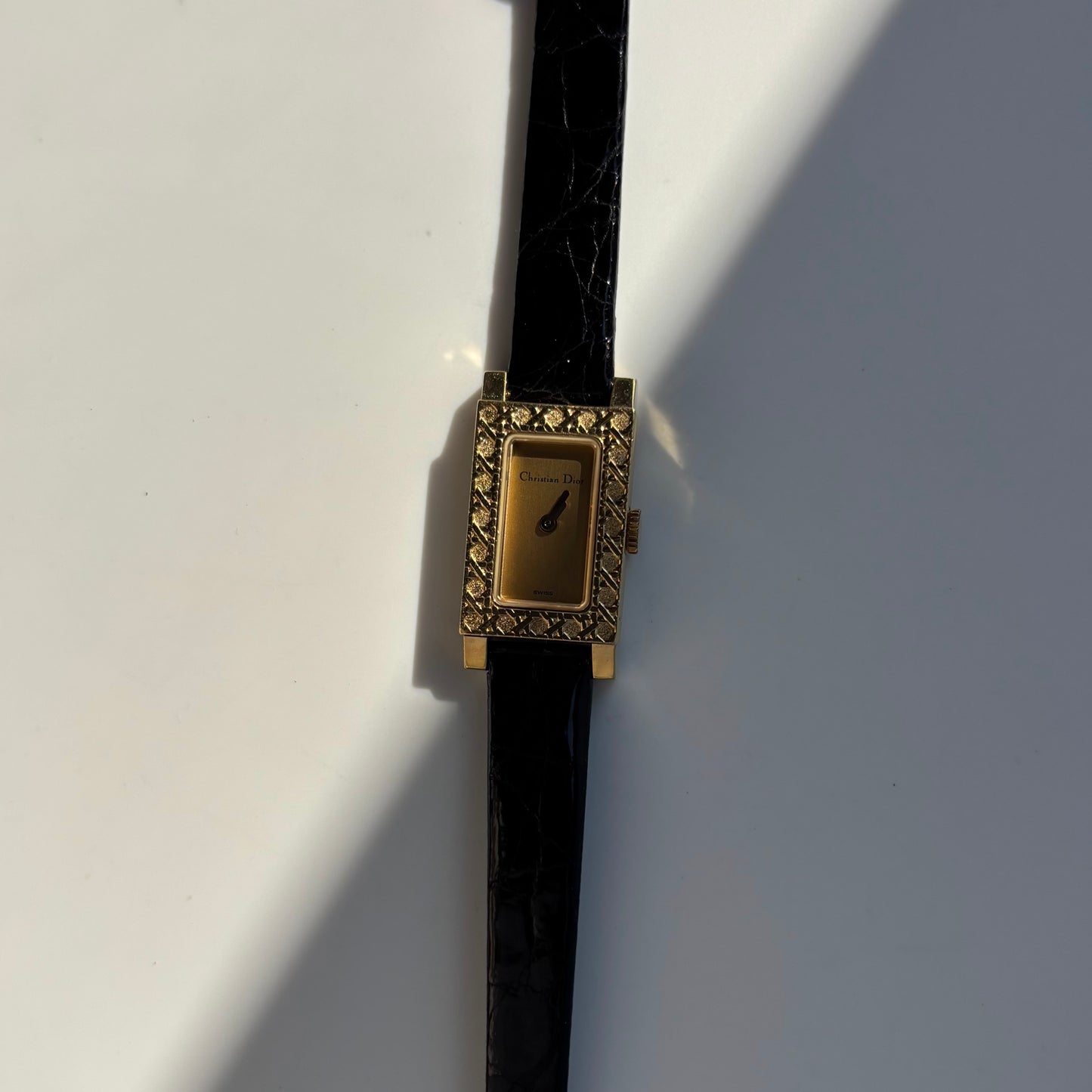 Dior 1990s La Parisienne  18K Solid Gold Case Tank Watch