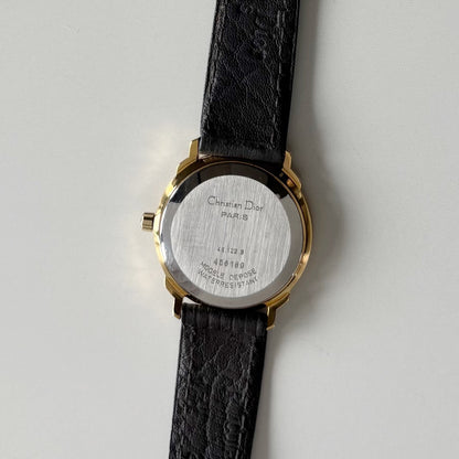 Dior 1990s Date Round Dial Gold Plated Watch