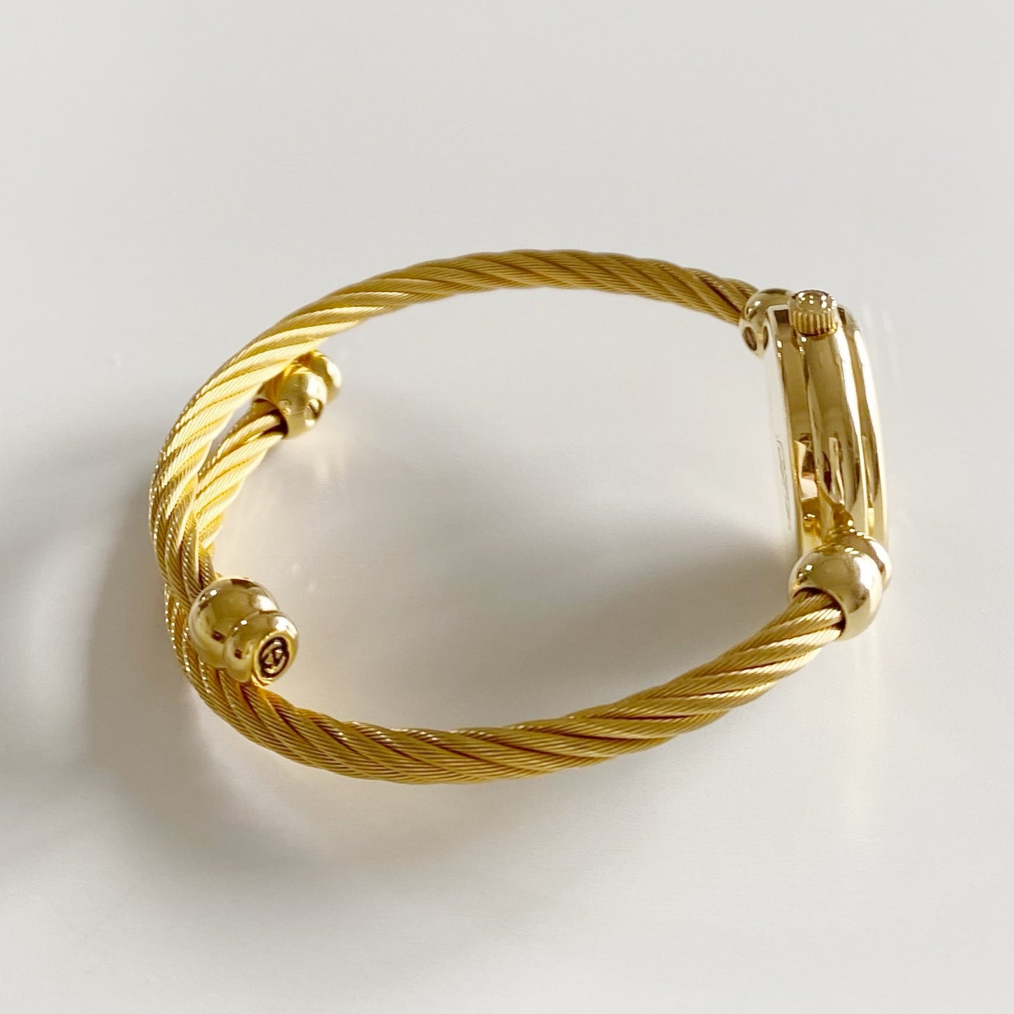 Gucci 1990s Black Dial Gold Plated Cable Bangle Watch