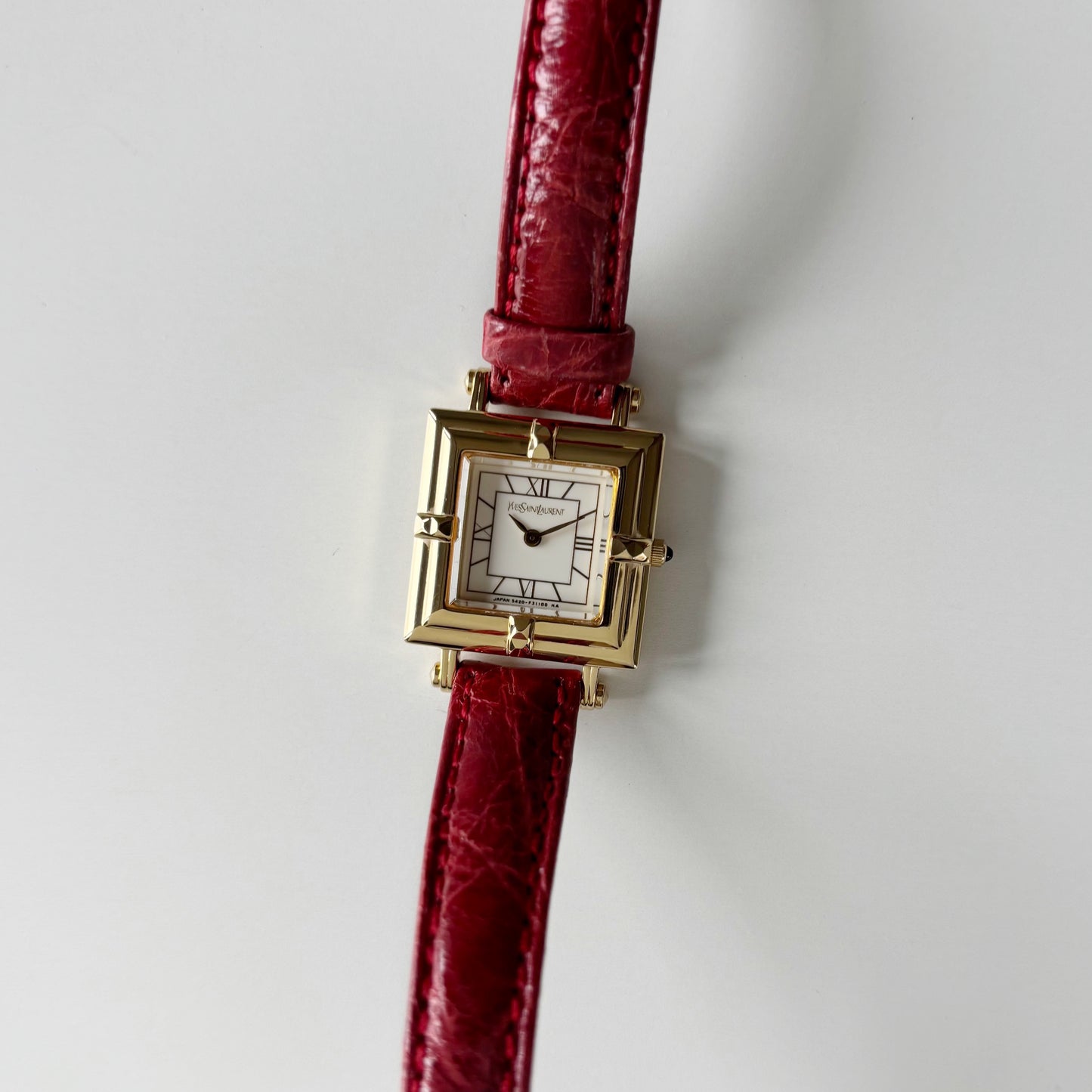 Yves Saint Laurent 1990s Square Dial Gold Plated Watch