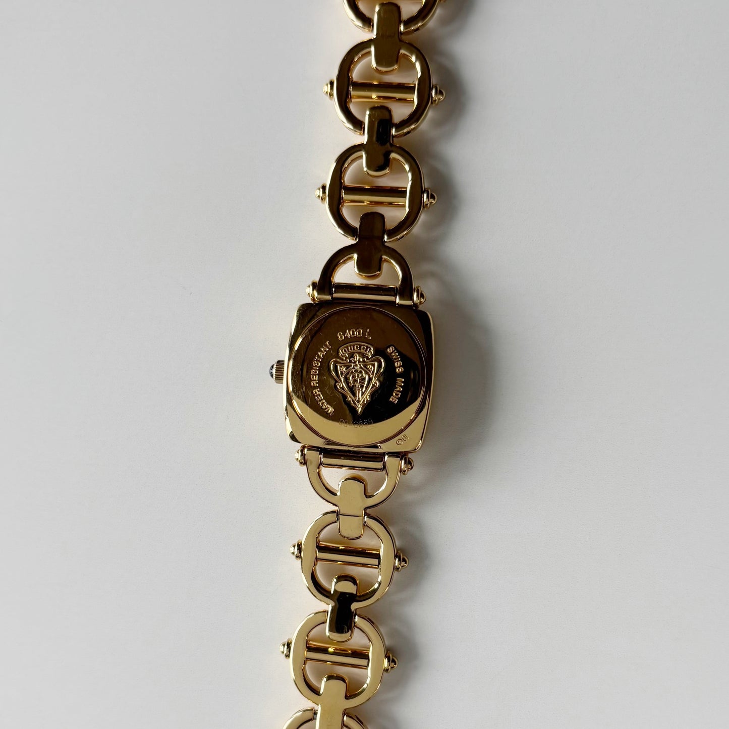 Gucci 1990s Seashell Dial Horsebit Gold Plated Watch