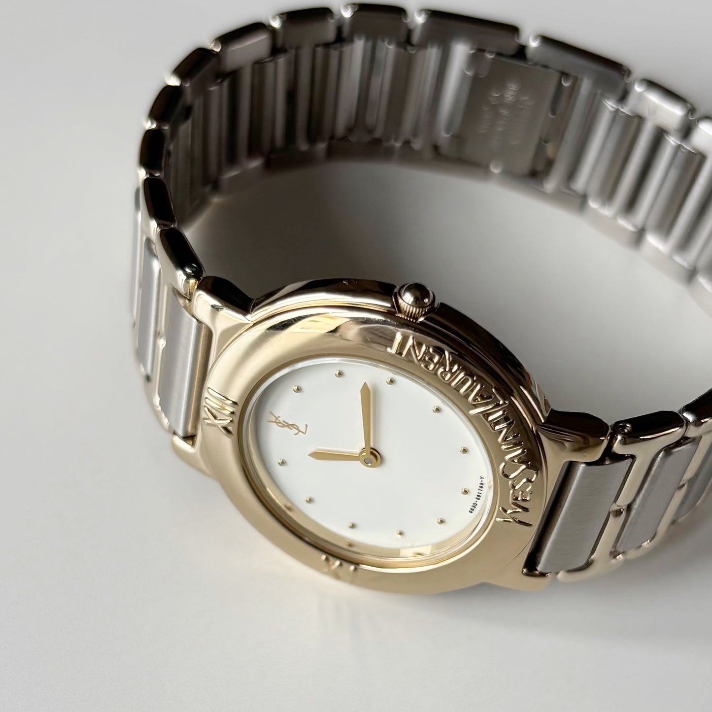 Yves Saint Laurent 1990s Round Dial Two Tone Watch (Large)