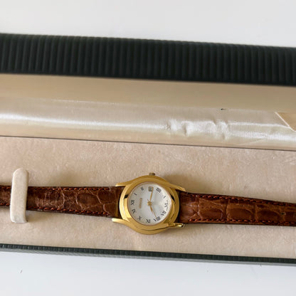Gucci 1990s Date Gold Plated Round Watch