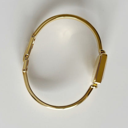 Gucci 1990s Square Dial Gold Plated Bangle Watch