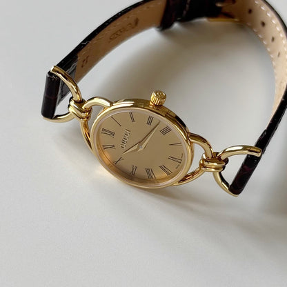Gucci 1990s Gold Dial Horsebit Gold Plated Watch