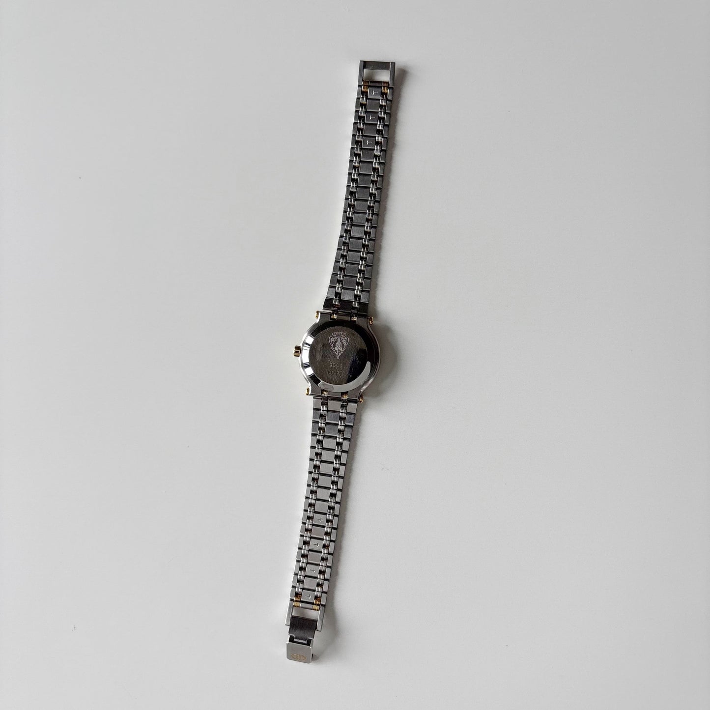 Gucci 1990s Date Round Dial Gold Plated Two Tone Watch