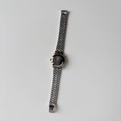 Gucci 1990s Date Round Dial Gold Plated Two Tone Watch