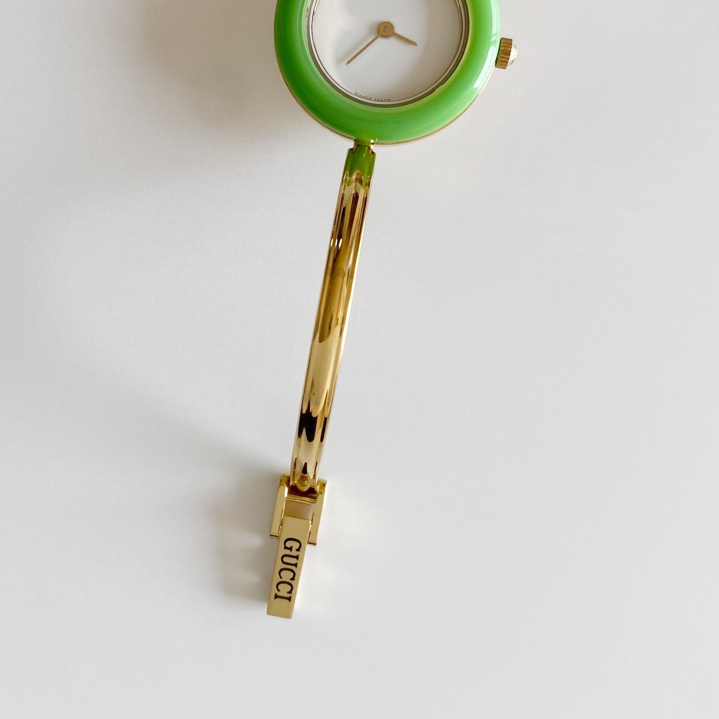 Gucci 1990s Interchangeable Bezel Gold Plated Bangle Watch with 12 bezels, case (Small)