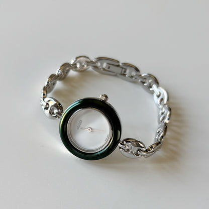 Gucci 1990s Interchangeable Bezel Stainless steel Chain Watch with 6 bezels, case