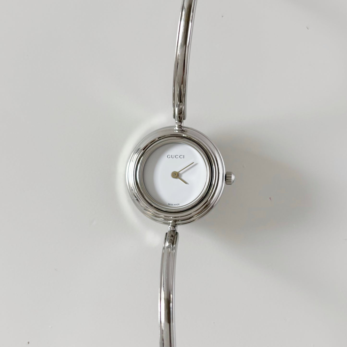 Gucci 1990s Interchangeable Bezel Stainless steel Bangle Watch with 12 bezels, case