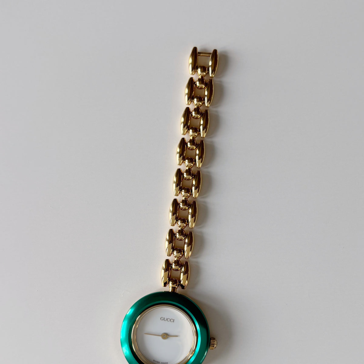 Gucci 1990s Interchangeable Bezel Gold Plated Rice Chain Watch with 6 bezels, case (160mm)