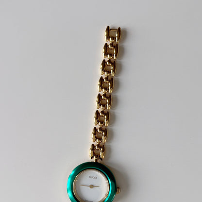 Gucci 1990s Interchangeable Bezel Gold Plated Rice Chain Watch with 6 bezels, case (160mm)