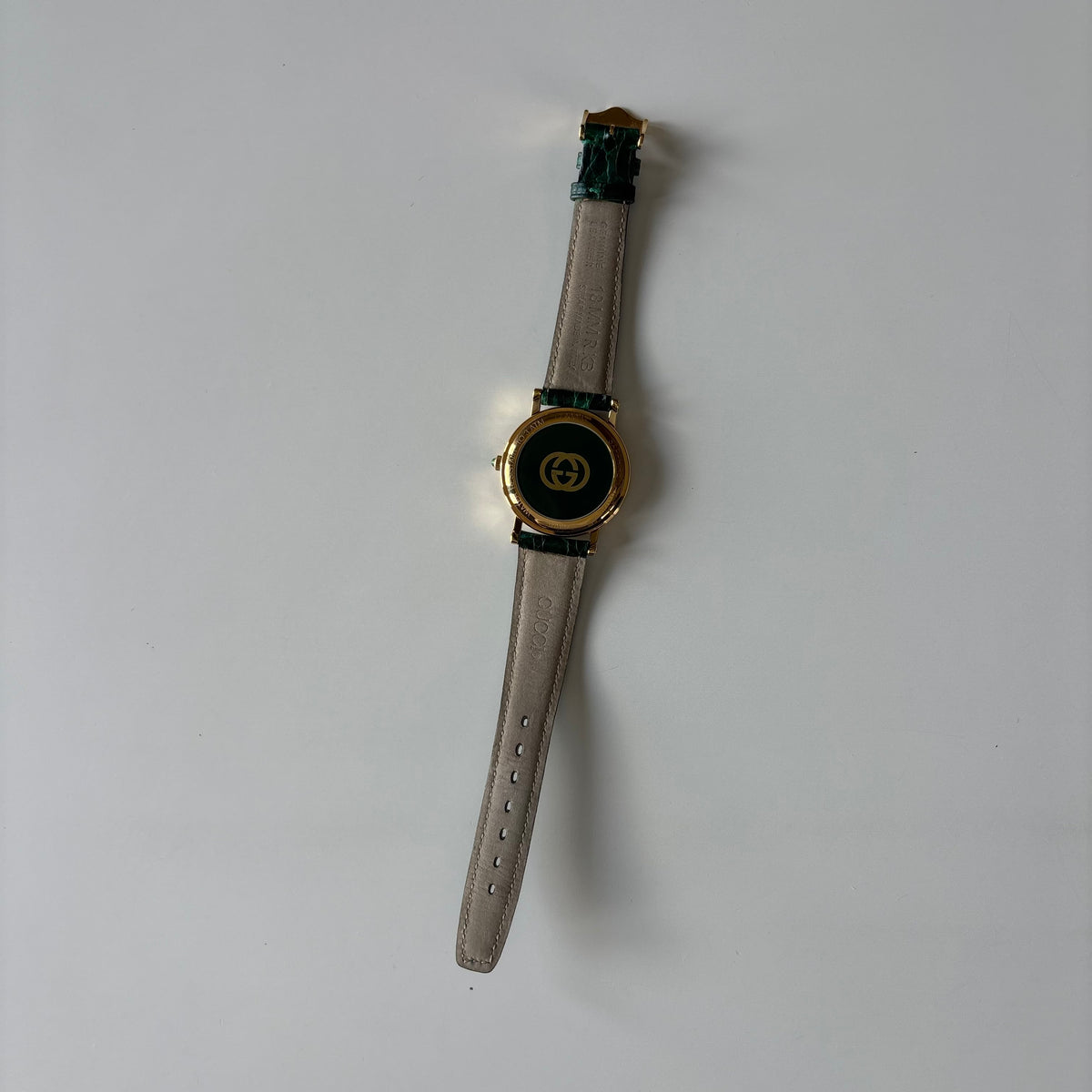 Gucci 1990s Date Round Green Dial Gold-Plated Watch (Large)