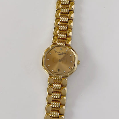 Dior 1990s Octagon Gold Plated Watch