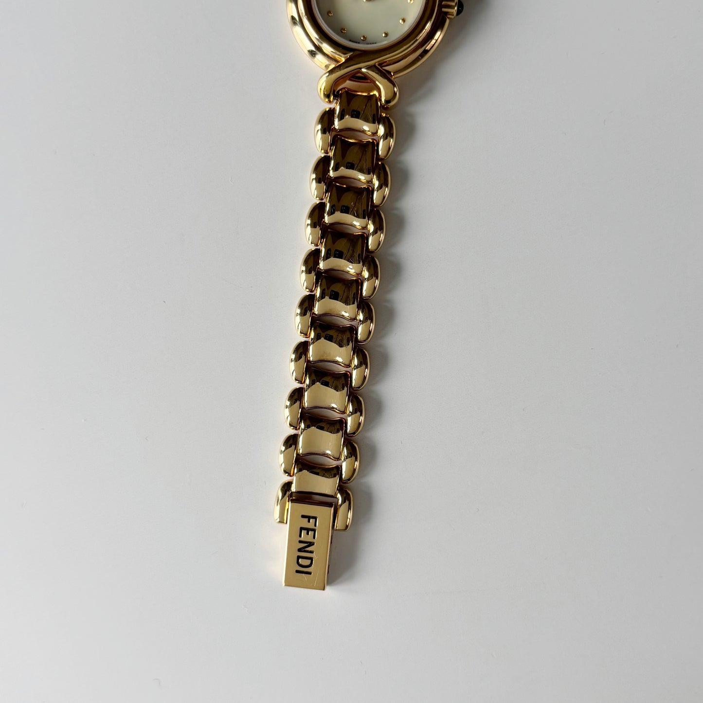 Fendi 1990s Seashell Dial Gold Plated Watch