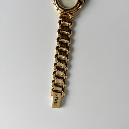 Fendi 1990s Seashell Dial Gold Plated Watch