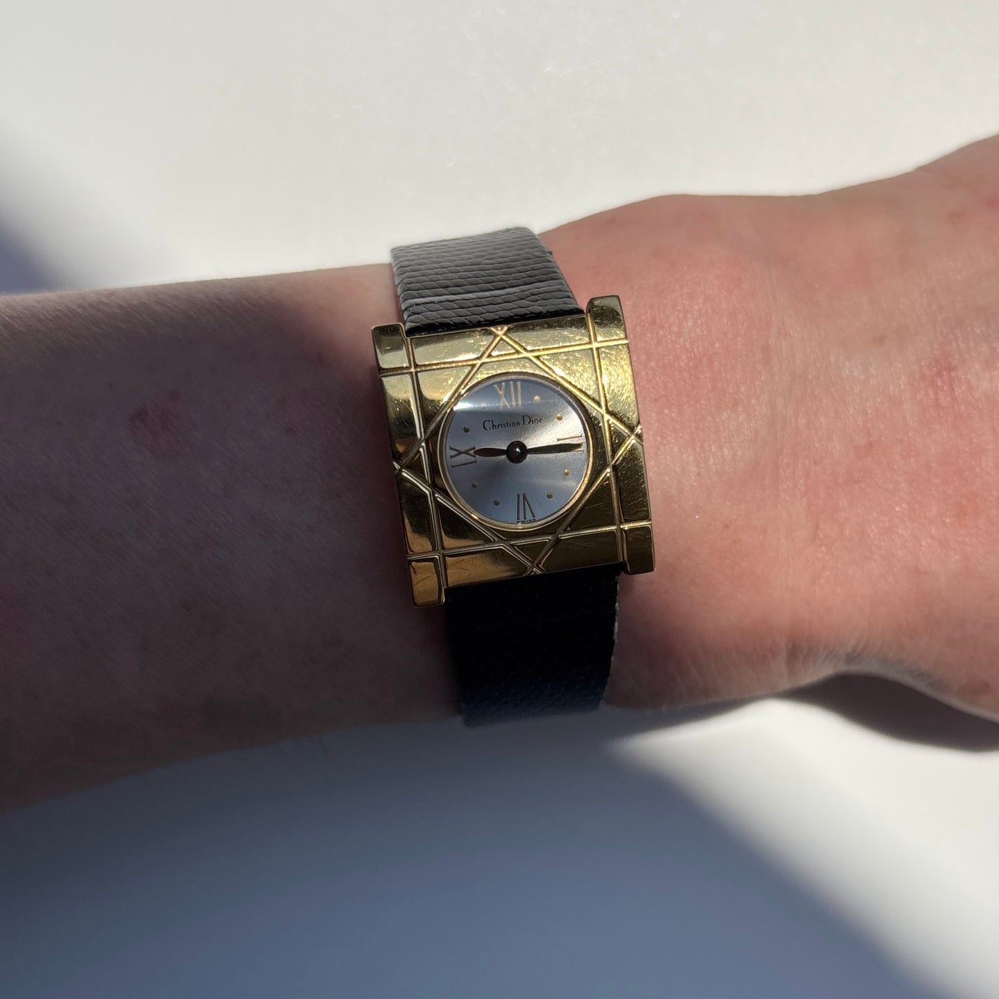 Dior 1990s Square Dial Gold Plated Watch