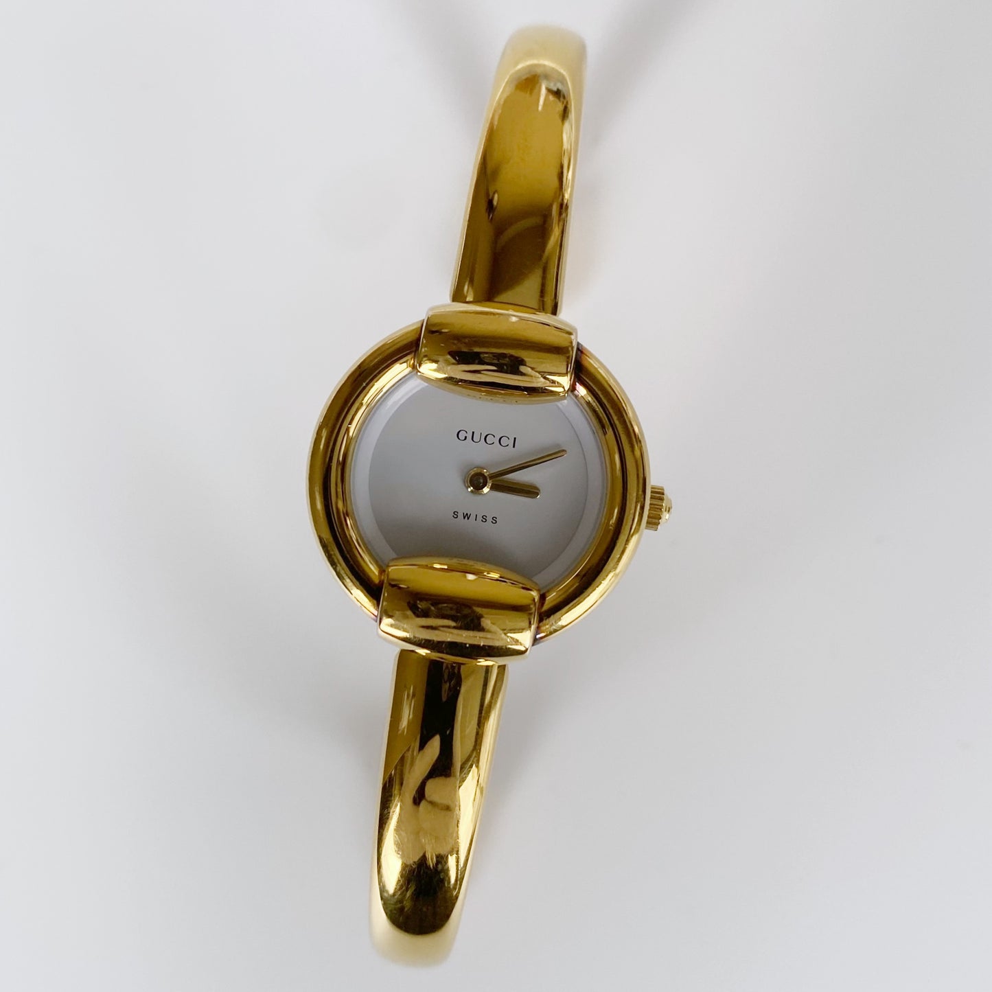 Gucci 1990s Gold Plated Round Bangle Watch