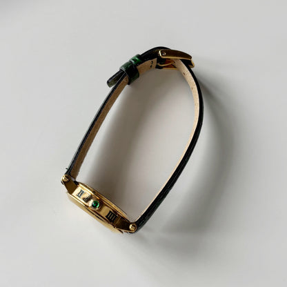 Gucci 1990s Date Round Dial Gold Plated Watch