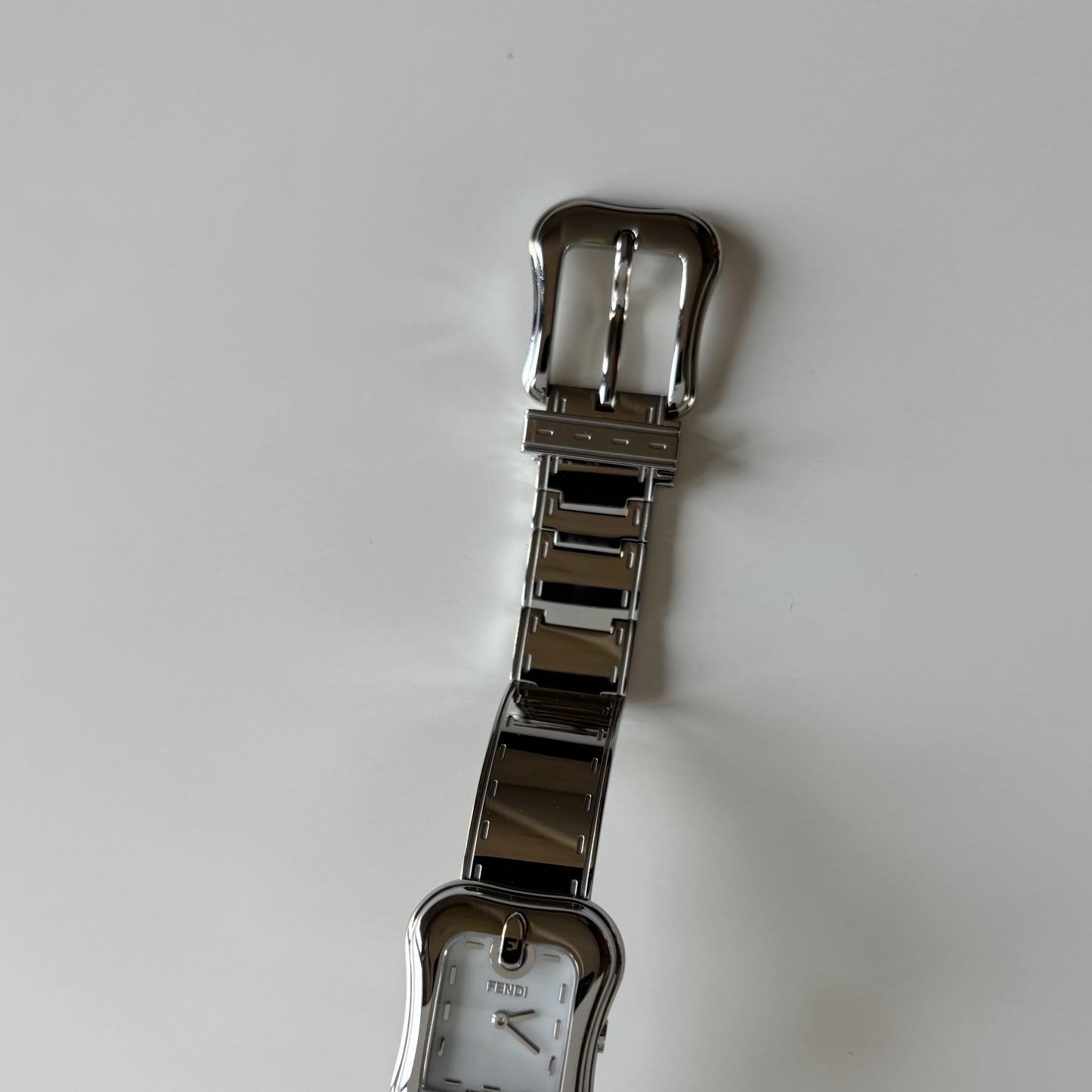 Fendi 1990s Seashell Dial Stainless steel Silver Buckle Watch