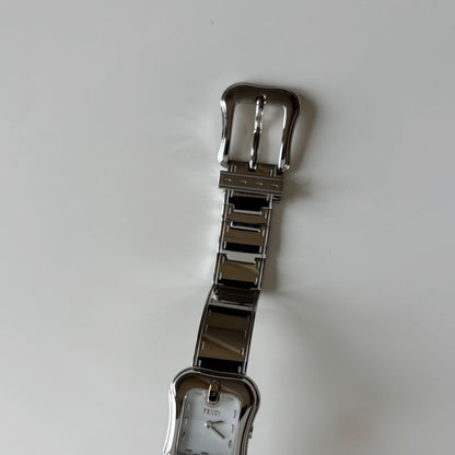 Fendi 1990s Seashell Dial Stainless steel Silver Buckle Watch