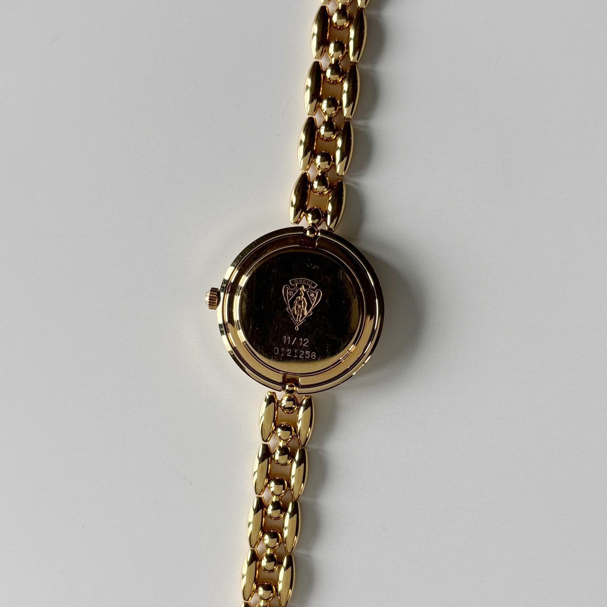 Gucci 1990s Interchangeable Bezel Gold Plated Rice Chain Watch with 6 bezels, case (160mm)