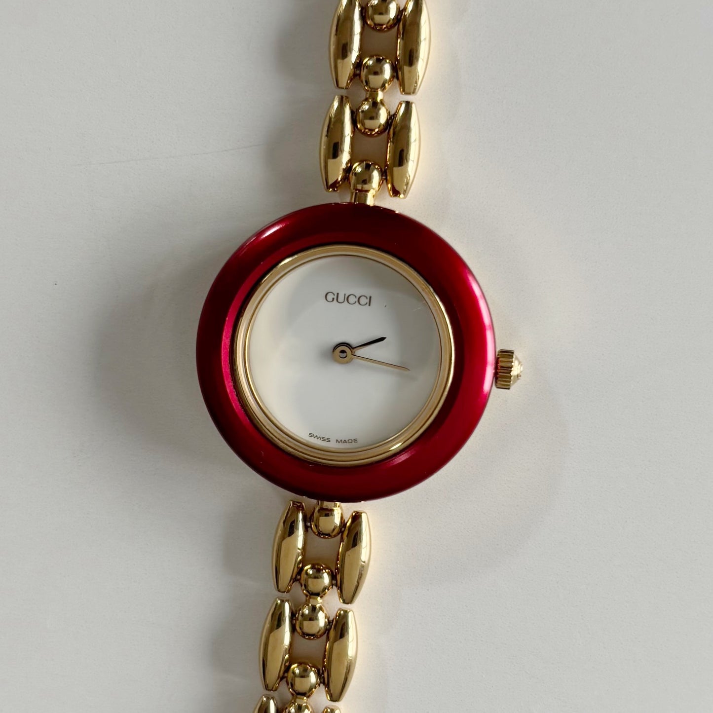 Gucci 1990s Interchangeable Bezel Gold Plated Watch with 6 bezels, case (165mm)
