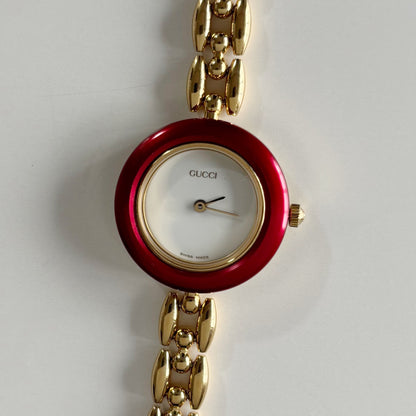 Gucci 1990s Interchangeable Bezel Gold Plated Watch with 6 bezels, case (165mm)