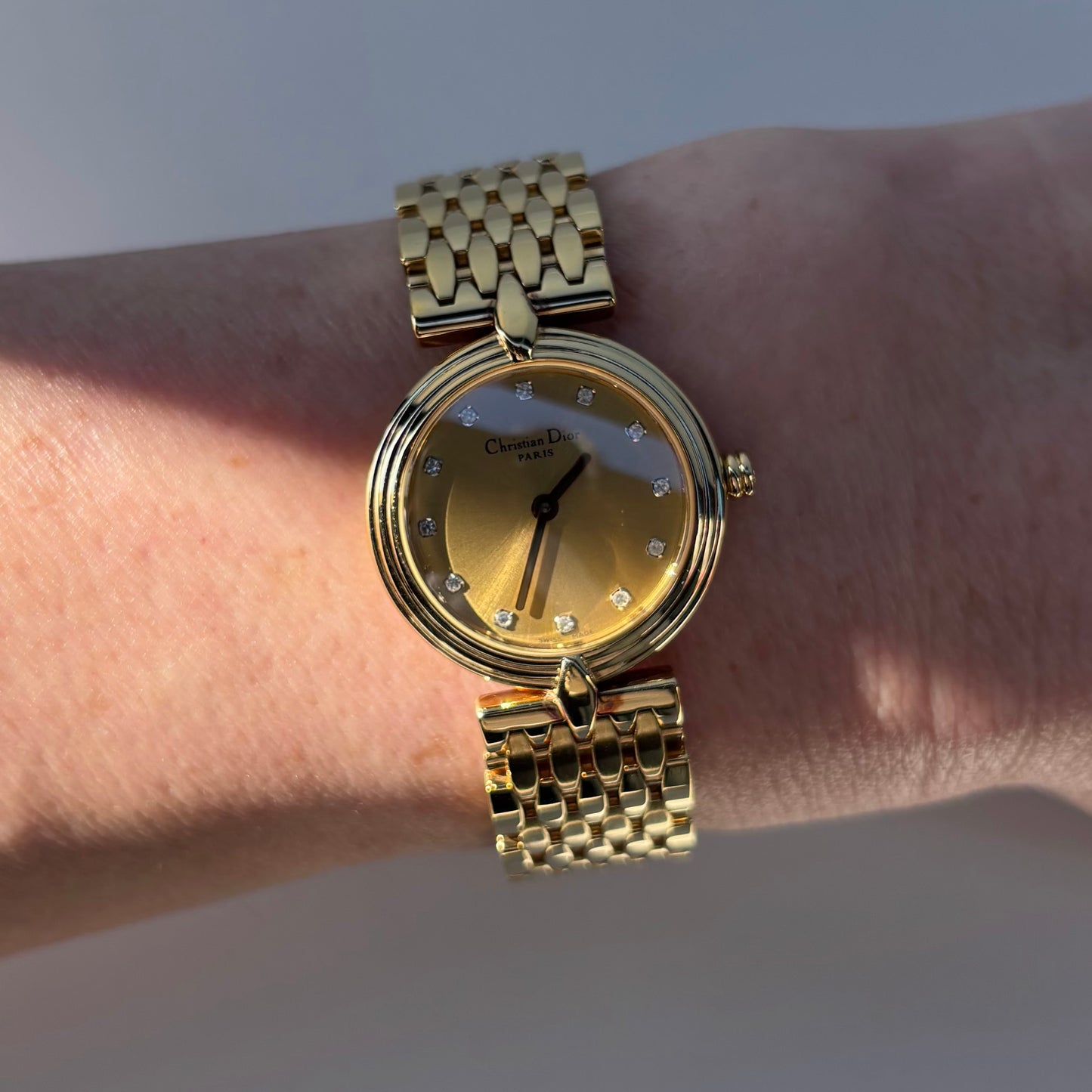 Dior 1990s Round Dial Gold Plated Watch
