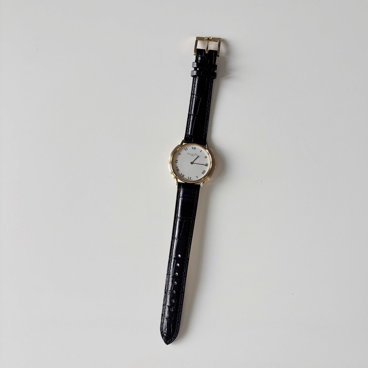 Dior 1990s CD Logo Round Dial Gold Plated Watch (Large)