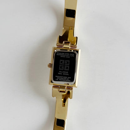 Givenchy 1990s Black Dial Gold Plated Bangle Watch