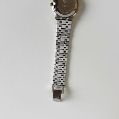 Gucci 1990s Black Dial Gold Plated Two Tone Watch