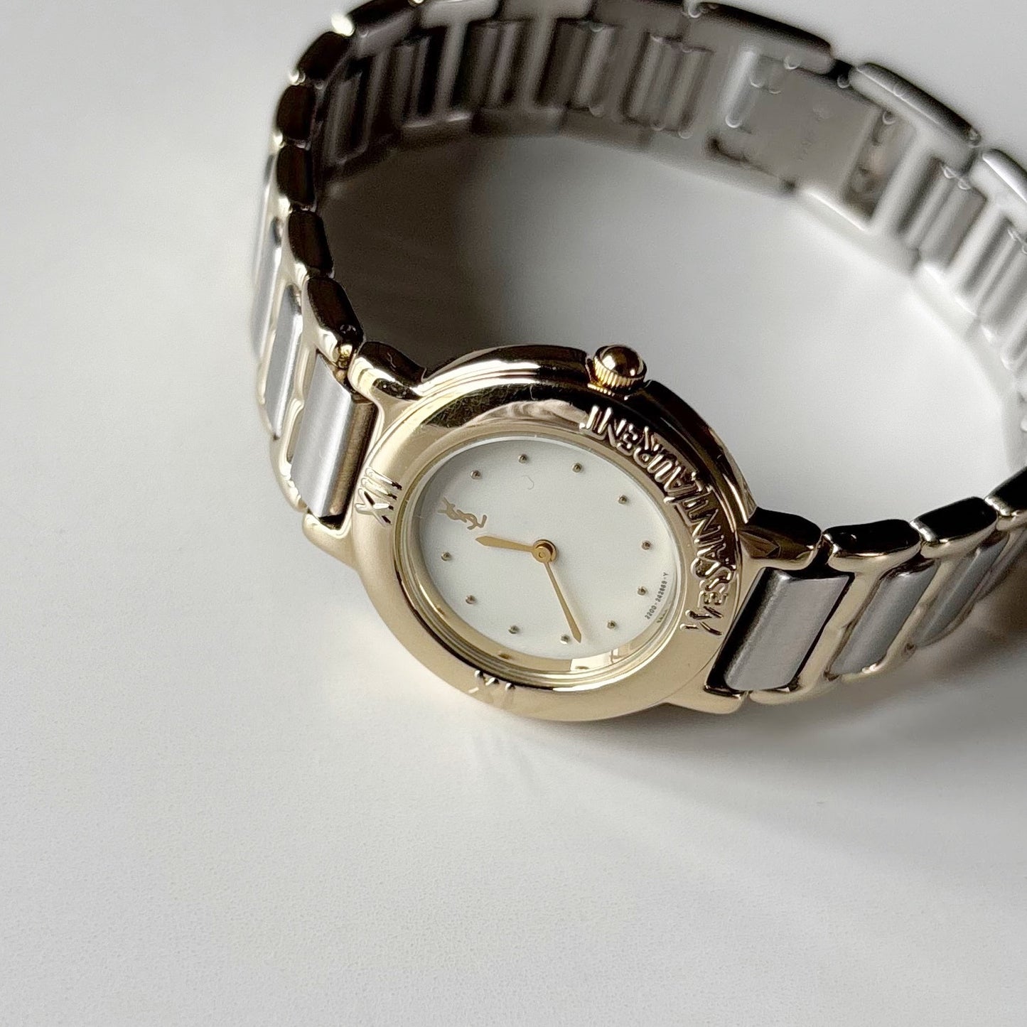 Yves Saint Laurent 1990s Round Dial Two Tone Watch