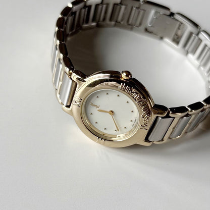 Yves Saint Laurent 1990s Round Dial Two Tone Watch