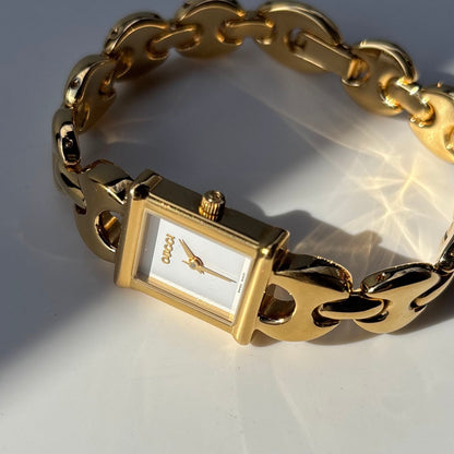 Gucci 1990s Interchangeable Strap Gold Plated Watch
