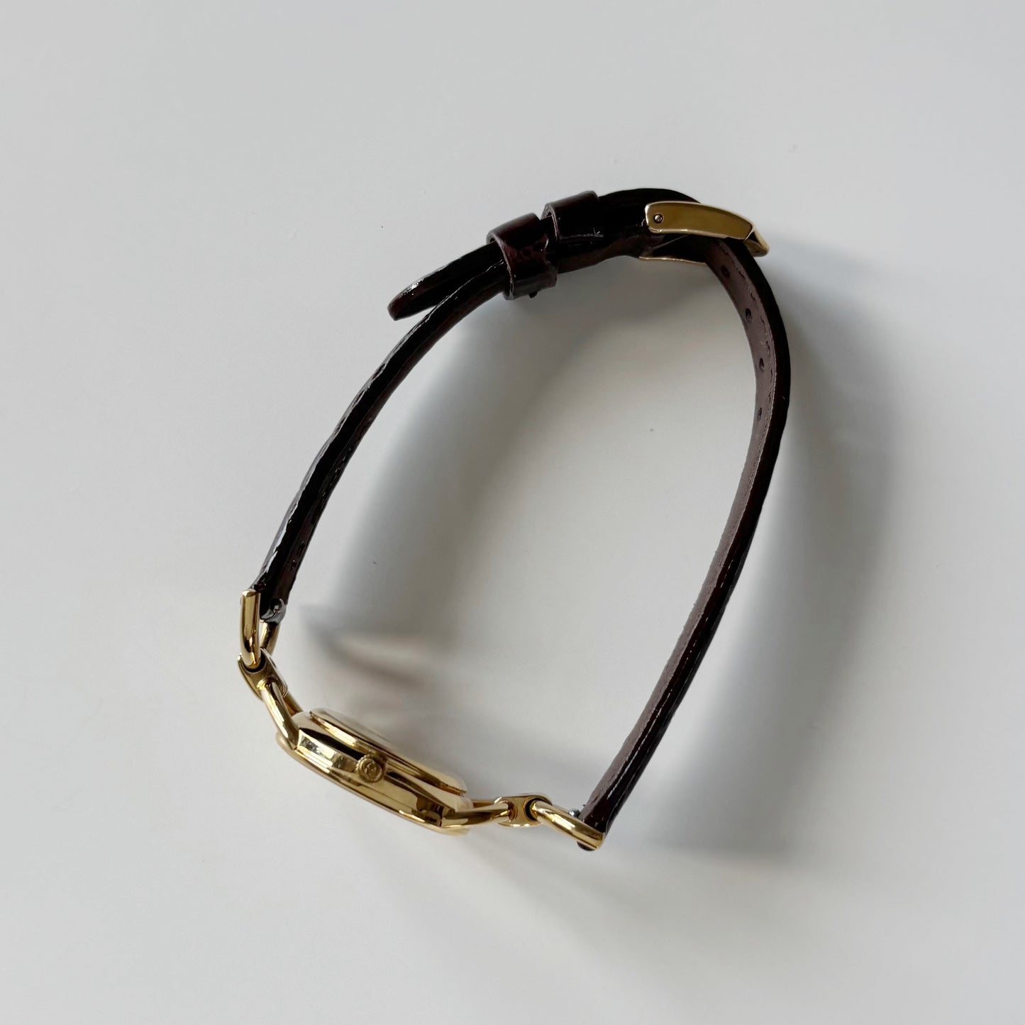Gucci 1990s Round Dial Horsebit Gold Plated Watch