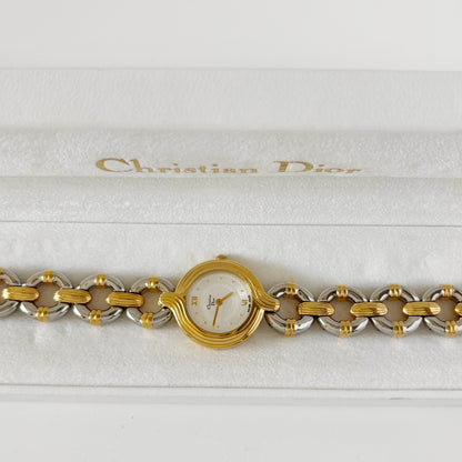 Dior 1990s Round Dial Two Tone Watch
