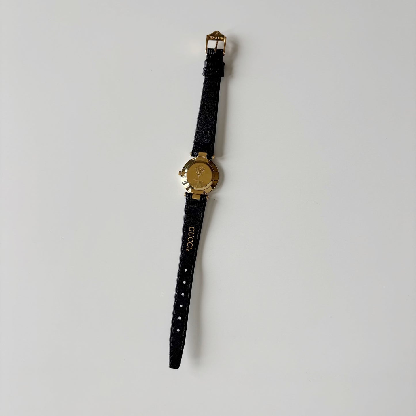 Gucci 1980s Black Round Dial Two Tone Watch