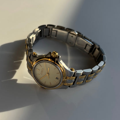 Gucci 1990s Date Round Dial Two Tone Watch