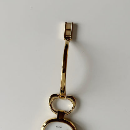 Gucci 1990s Seashell Dial Gold Plated Bangle Watch