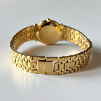 Gucci 1990s Cream Dial Date Gold Plated Watch