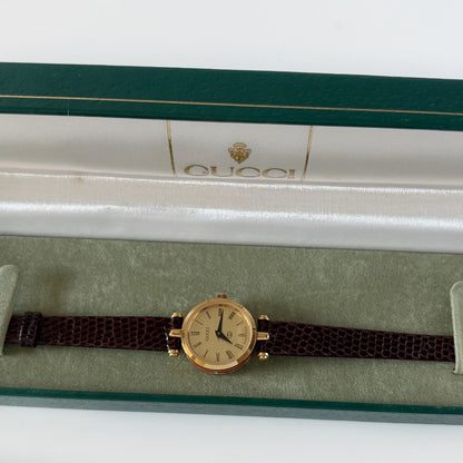 Gucci 1990s Round Dial Gold Plated Watch