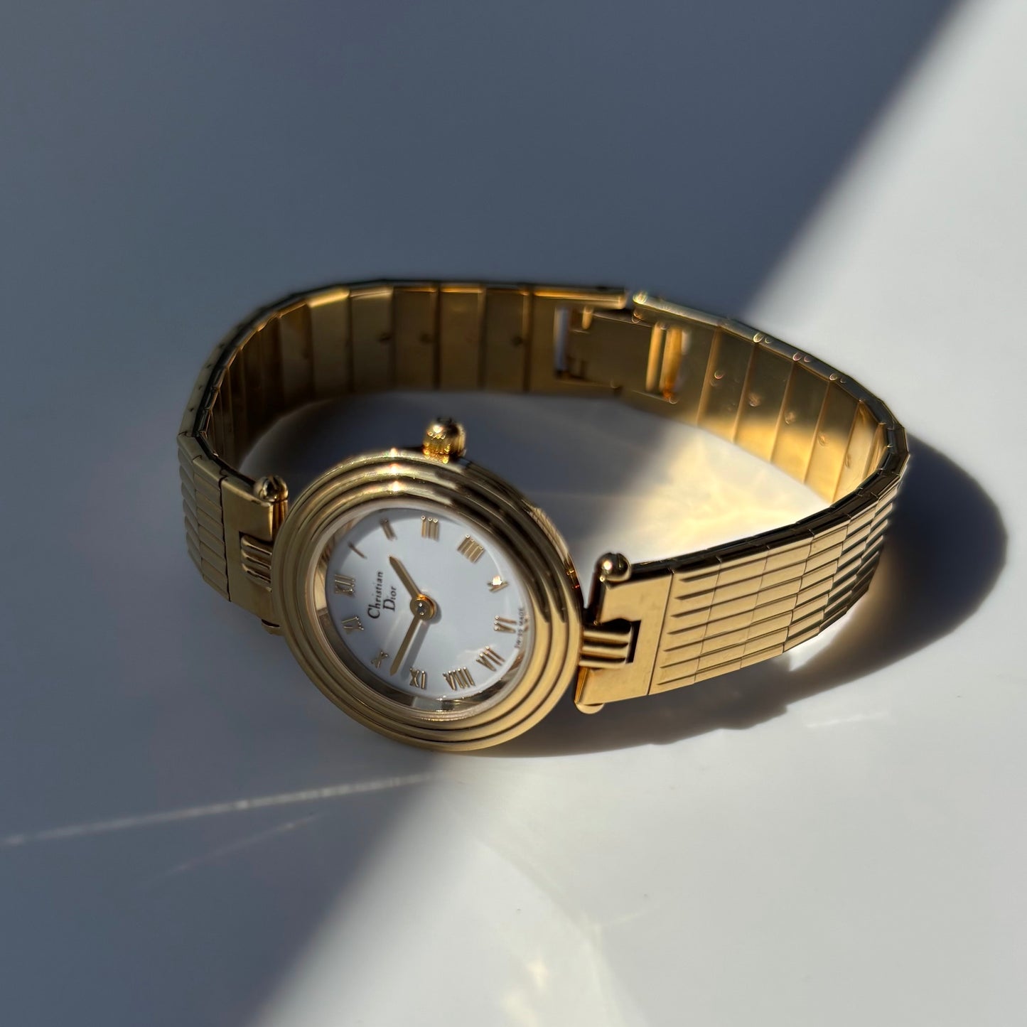 Dior 1990s Round Dial Gold Plated Watch