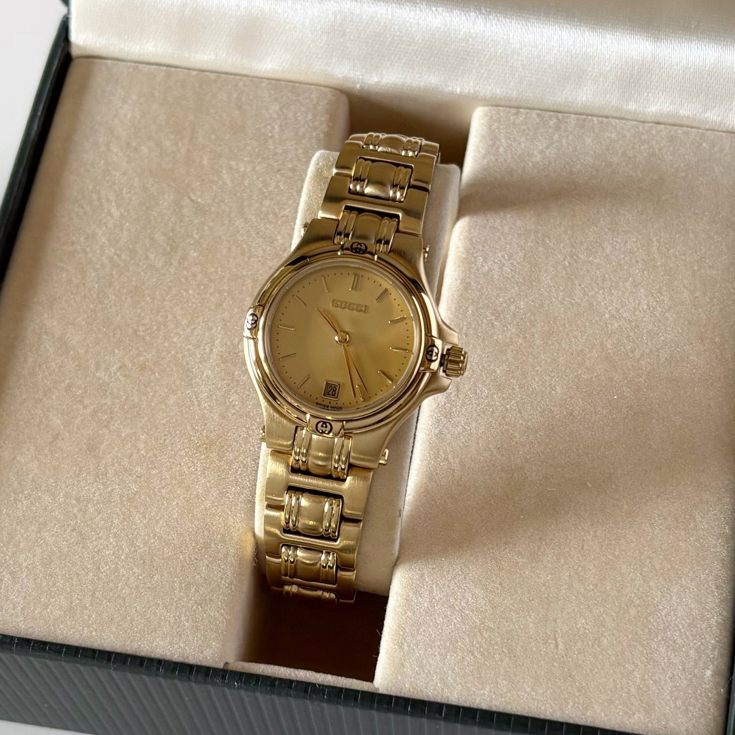 Gucci 1990s Date Gold Plated Watch
