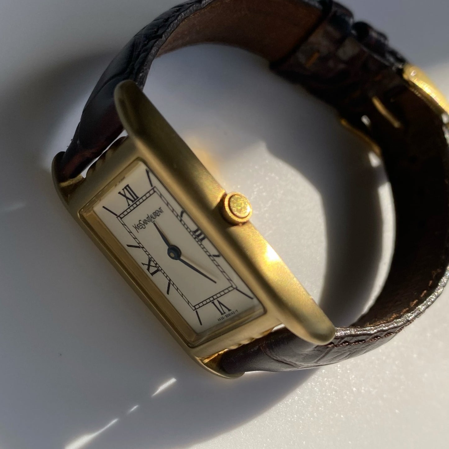 Yves Saint Laurent 1980s Tank Leather Watch